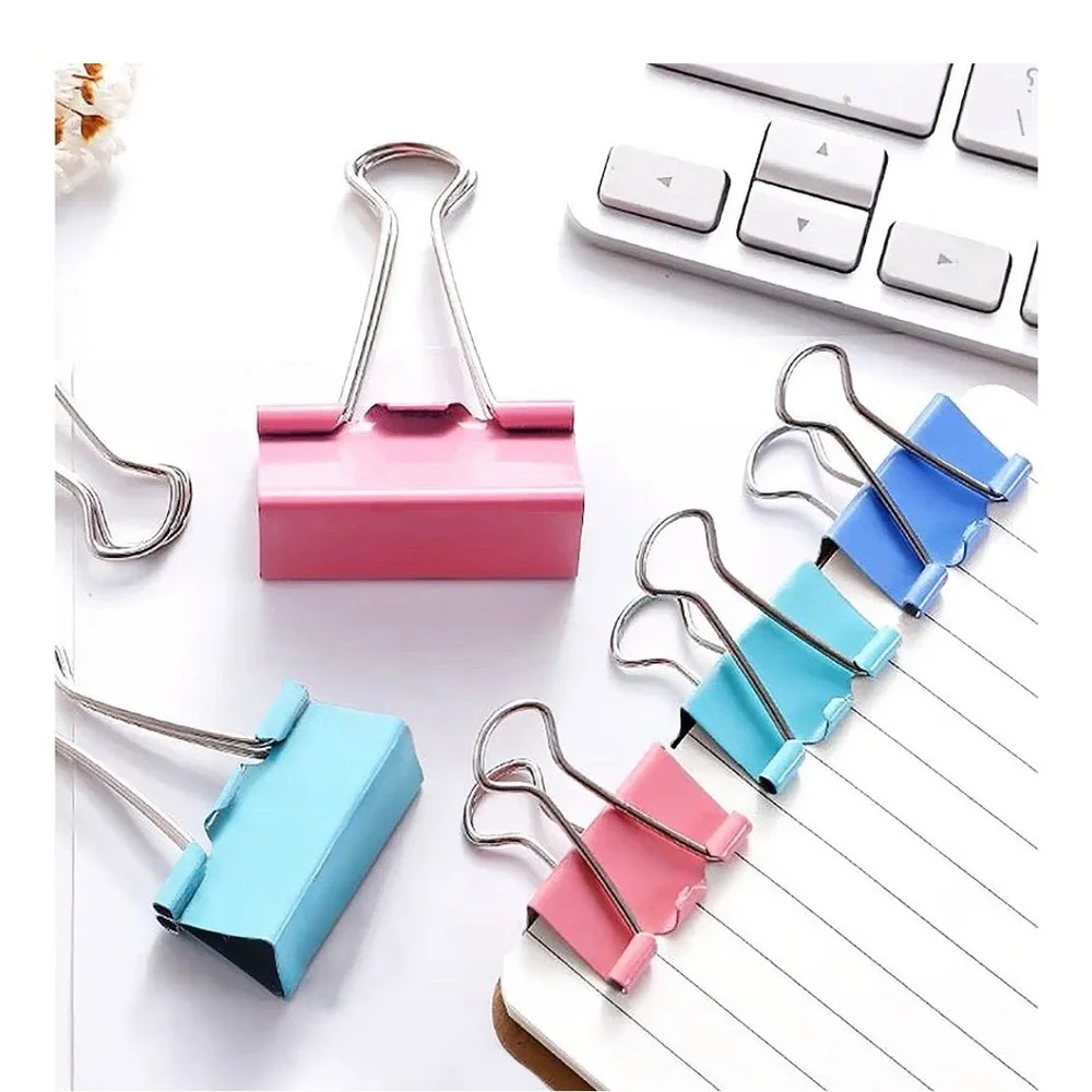 120 Pcs Colored Binder Clips Paper Clamps for Office Home School Supplies [H]